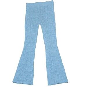 Le Ore Rimini Rib Knit Flared Pants flared cuffs pull on LOK00166 sky/artic L